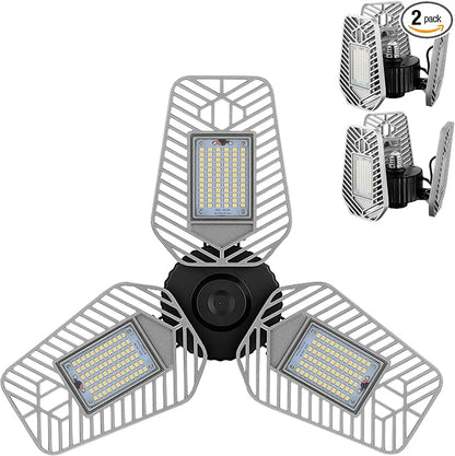 2-Pack Deformable LED Garage Ceiling Lights, 9000 Lumens, 82W CRI 80, by LZHOME