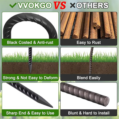 VVOKGO Rebar Stakes 12 Inches J Hook Heavy Duty Chain Link Fence Stakes - Image 3
