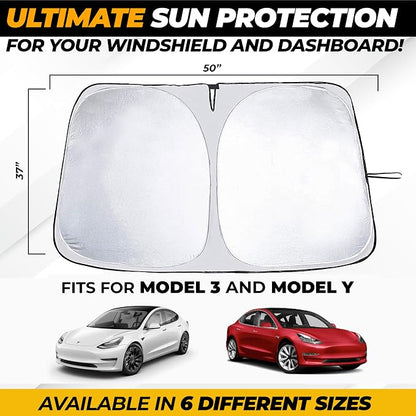 Tesla Windshield Sun Shade for Model – XX-Large 56" x 36", Foldable Front - Image 3