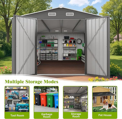 10 x 14 FT Outdoor Storage Shed, Metal Garden Tool Shed - Image 3
