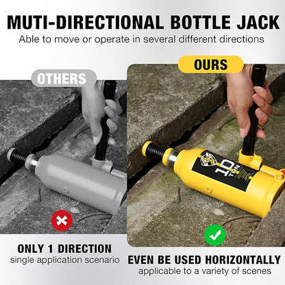 YELLOW JACKET 10 Ton Muti-Directional Welded Bottle Jack, Horizontal Bottle - Image 3