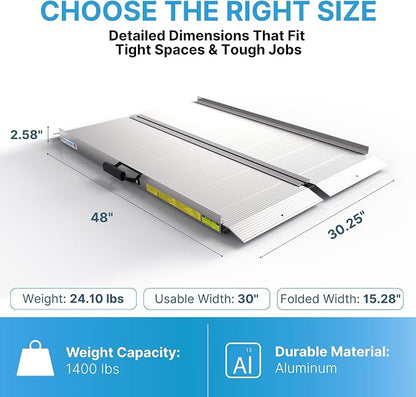 EZ-ACCESS TRAVERSE Singlefold Portable Loading Ramp Heavy Duty Aluminum Safe - Image 3