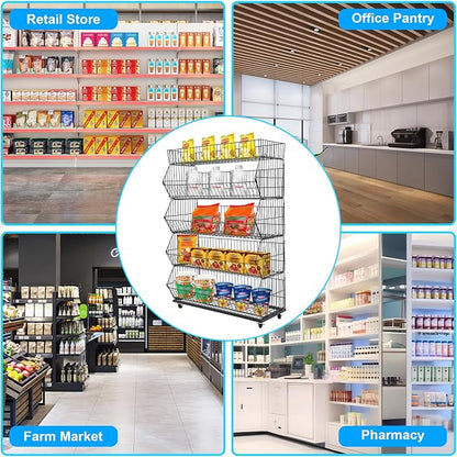 Retail Display Rack 5-Tier Market Merchandise Display Shelf Fruit Store Storage - Image 8