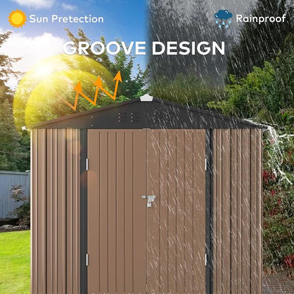 Gizoon Outdoor Storage Shed 8 x 6 FT, Galvanized Metal Garden Shed - Image 5