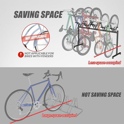 5 Bikes Floor Stand, Adjustable Bicycle Parking Rack - Image 5