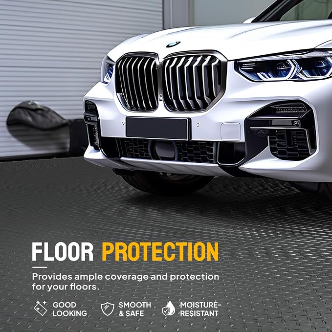 TUFFIOM 4x8 FT Garage Floor Mat, Thickened Diamond Plate PVC Garage Mats - Image 2