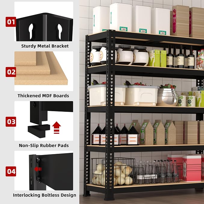 2 Packs 35.5" W x 16" D x 71" H Adjustable Garage Storage Shelves - Image 5