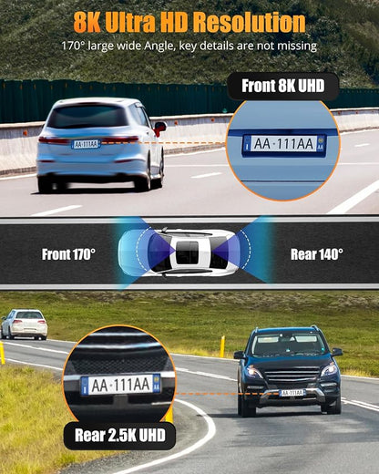 Dash Cam Front and Rear, 8K/2.5K UHD Dash Camera - Image 2