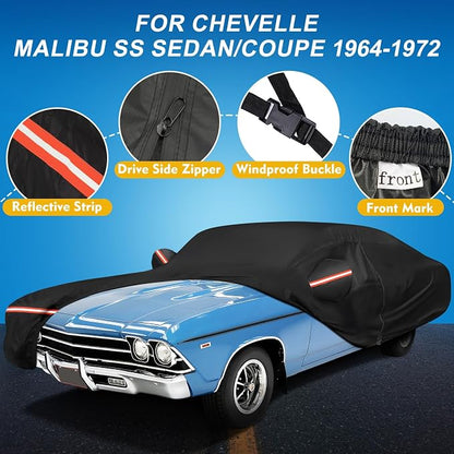 QUNSUNUS Waterproof Car Cover for Chevelle Malibu SS Sedan/Coupe 1964-1972 - Image 2