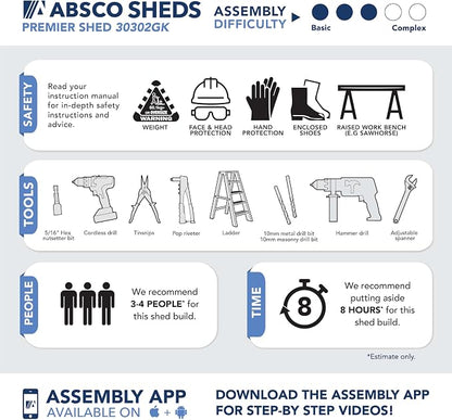 Absco Premier Storage Sheds, DIY Backyard Shed, Utility Tool Storage, Weather & - Image 7