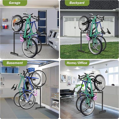 2 Bikes Floor Stand, Adjustable Bicycle Parking Rack - Image 6