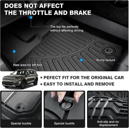 Powerty Floor Mats for 2020-2025 2026 Kia Telluride 7 Seats Accessories All - Image 4