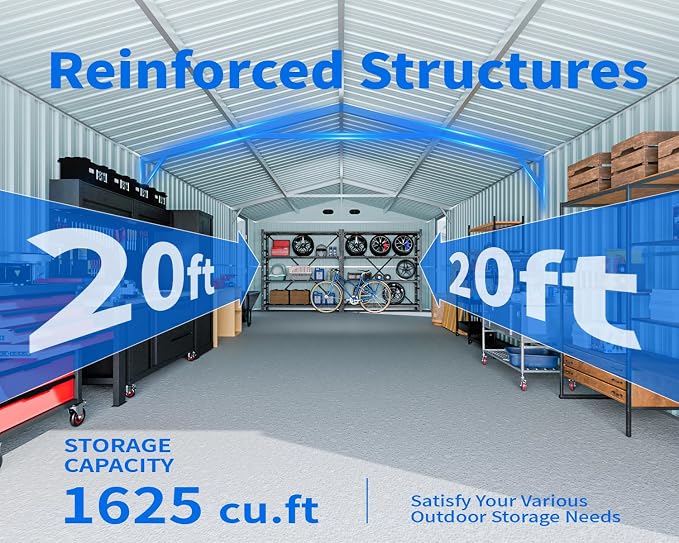 20x13 Metal Shed, Metal Garage Building - Image 3