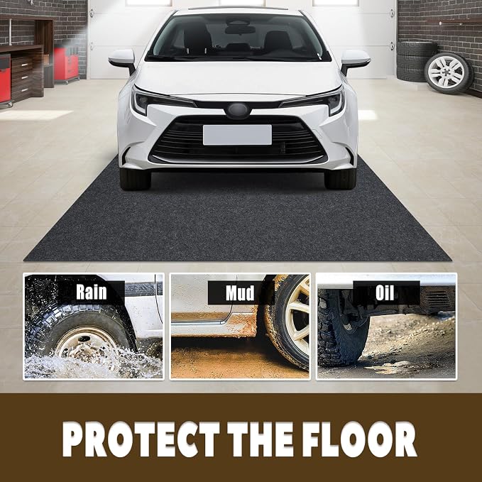 Garage Floor Mat for Small Vehicle, Non Slip TPR Backing, Protect Floor from - Image 3