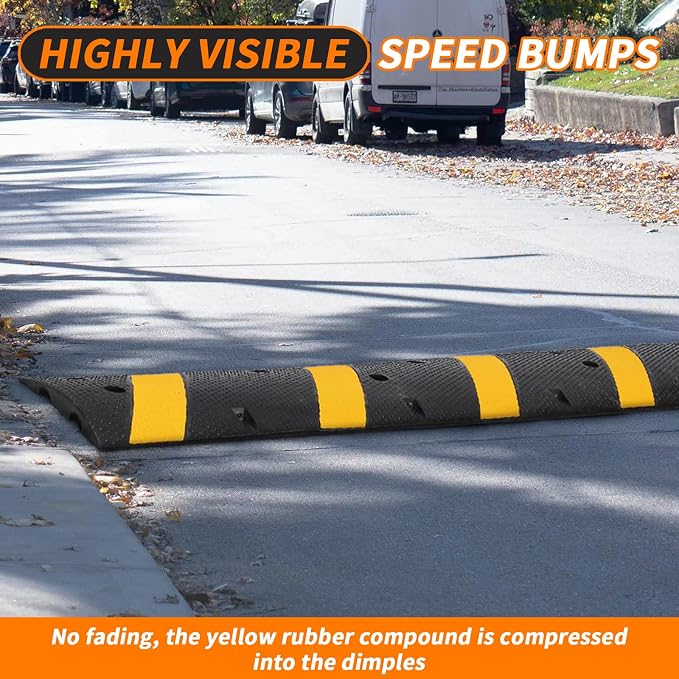 6 Ft Rubber Speed Bump, 2 Pack 2 Channel Modular Heavy Duty Speed Bumps Humps - Image 6