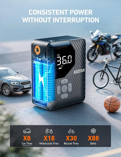 AstroAI L7 Mini Tire Inflator Portable Air Compressor, 150 PSI Cordless Car - Image 4