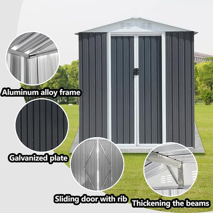 6x4 FT Outdoor Metal Storage Shed - Image 5