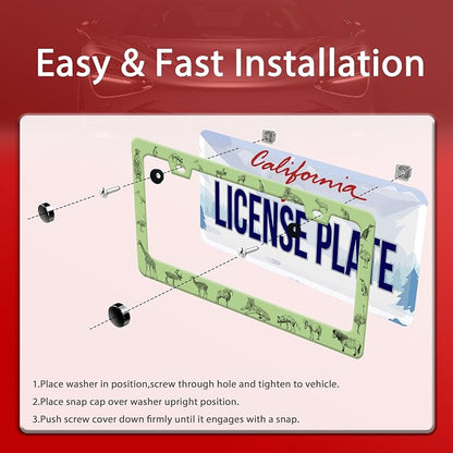 Personalized License Plate Frame Animals Stainless Steel Accessory Wolf Deer - Image 4