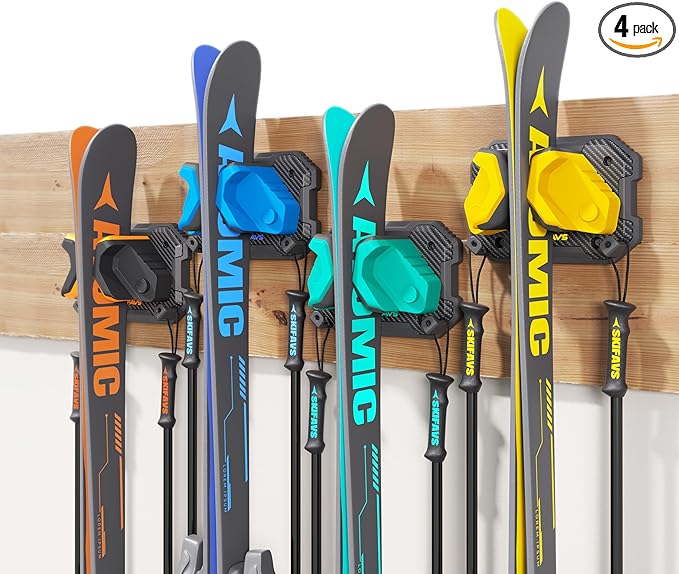Ski & Snowboard Wall Rack for Garage by SkifavsSkiWallMount