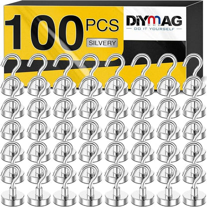 DIYMAG Neodymium 100 Pack Magnetic Hooks, Facilitate Hook by DIYMAG