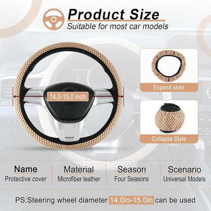 alpmosn Elastic Stretch Steering Wheel Cover, Breathable Microfiber Ice Silk - Image 2