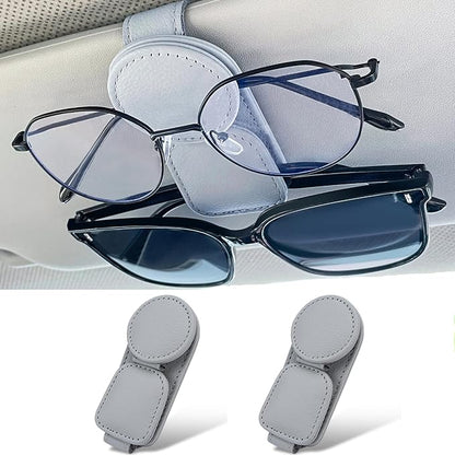 KIWEN 2 Pack Sunglasses Holder for Car Visor, Magnetic Leather Sunglass - Image 8