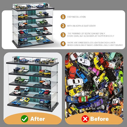 Display Case Compatible with Hot Wheels Garage & Matchbox Cars with LED Light - Image 3