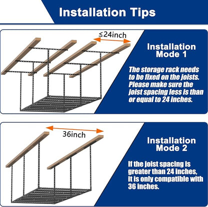 GIOTORENT 3x8FT Heavy Duty Overhead Garage Storage Rack - Image 5
