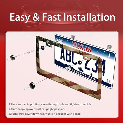 Vintage American Flag License Plate Frame Usa Flag License Plate Frames Funny - Image 3