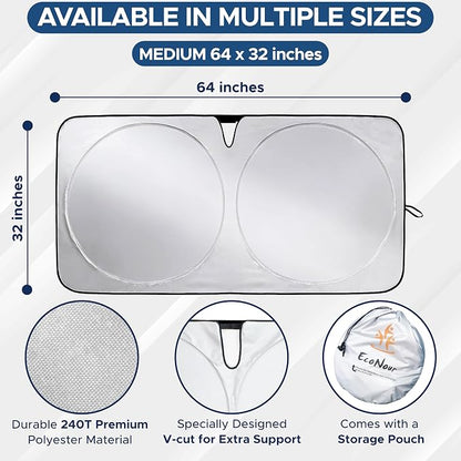 EcoNour Mirror Cut Foldable Windshield Sun Shade - Image 3