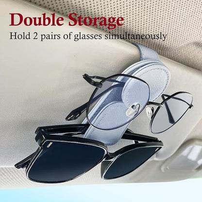KIWEN 2 Pack Sunglasses Holder for Car Visor, Magnetic Leather Sunglass - Image 3