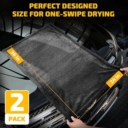 2-Pack 1200 GSM Car Drying Towels – Microfiber Towels - Image 3