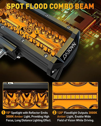 NAOEVO 7 Inch Amber LED Light Bar, 240W 24, 000LM Offroad Fog/Driving Lights - Image 4