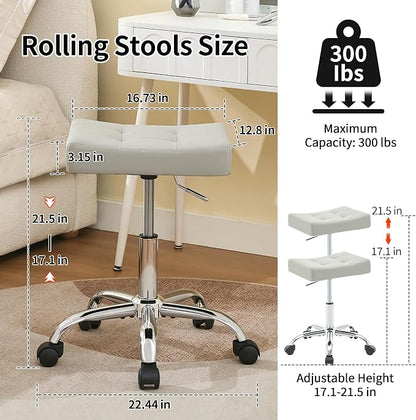 Saddle Stool with Wheels, Swivel Rolling StoolS - Image 2