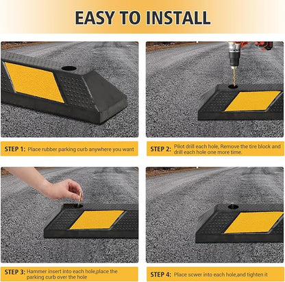 2 Pack Heavy Duty Rubber Parking Curb - 55000 Lb Capacity - Image 5