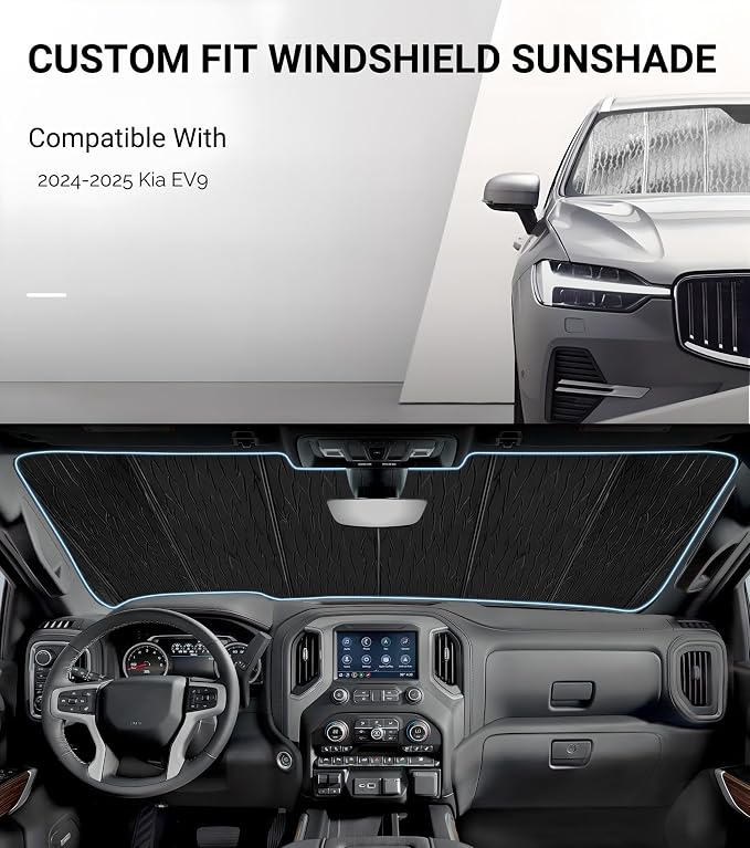 Windshield Sun Shade for Kia EV9 2024-2025, Front Window Sunshade Shield - Image 2