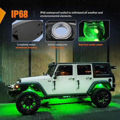Nilight LED Rock Light 6PCS Green Pods - Image 5