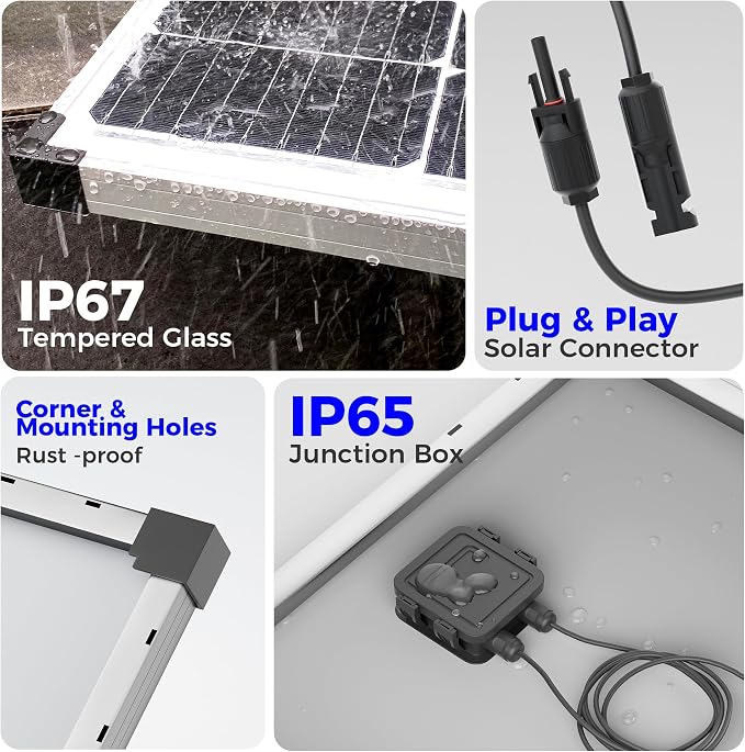 100W 12V Solar Panel, High Efficiency 9BB Cell Monocrystalline Solar Panels - Image 4