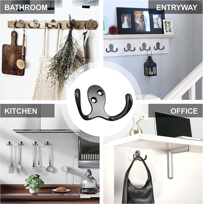 12 Heavy Duty Double Prong Coat Hooks | Wall Hooks - Image 2