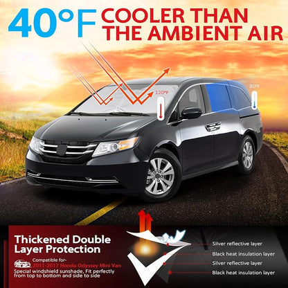 KAYZT Windshield Sun Shade for 2011-2017 Honda Odyssey Mini Van Foldable - Image 2