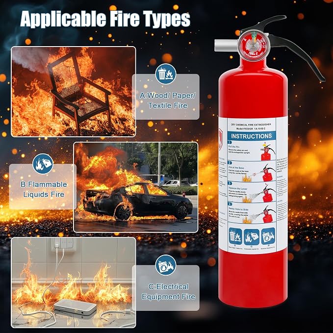 2 Pack ABC Dry Chemical Fire Extinguishers, 2.5 lb 1A:10B:C Rating - Image 3