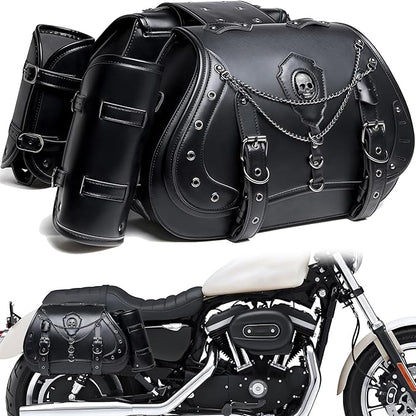 Motorcycle Saddlebags, 30L Leather Waterproof Side Saddle Bags by Unknown
