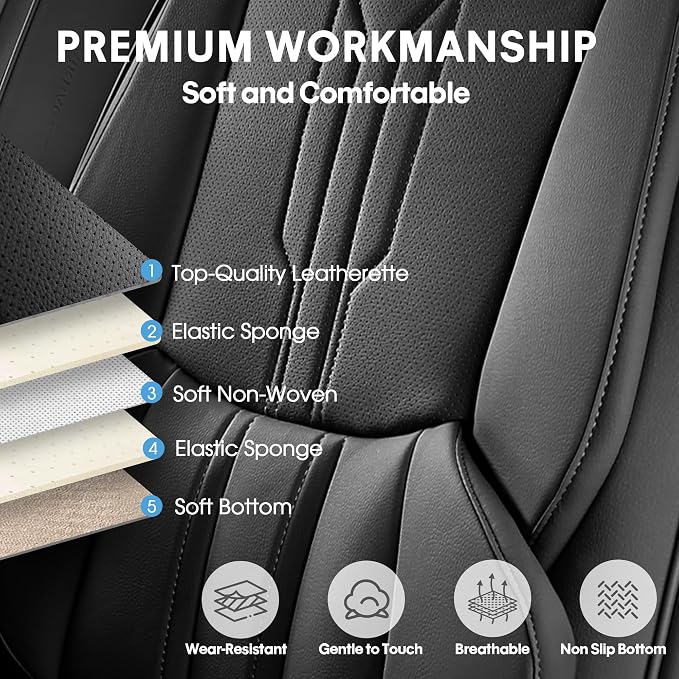 AOOG Car Seat Covers Full Set, Leather Seat Covers - Image 6