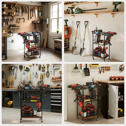 MUTUACTOR Heavy Duty Garage Tools Organizer Cart, 3-Tier Rolling Utility Tool - Image 6