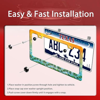 Palm Tree License Plate Frame Tropical Hawaii License Plate Frames Funny Auto - Image 3