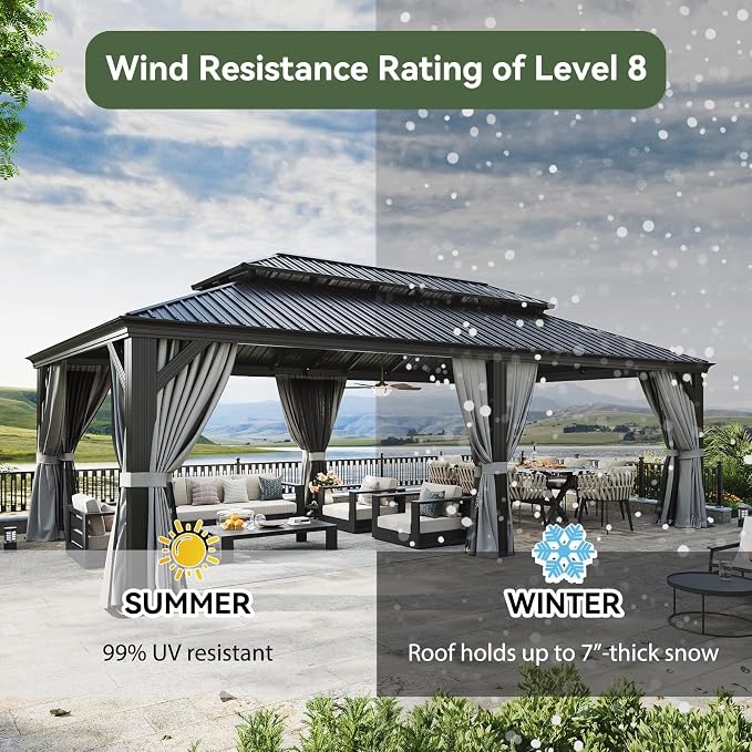 Aoxun 14' X 24' Hardtop Gazebo - Image 6