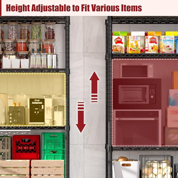 PrimeZone 5 Packs 55.5" W x 24" D x 80" H Heavy Duty Wire Storage Shelves - Image 5