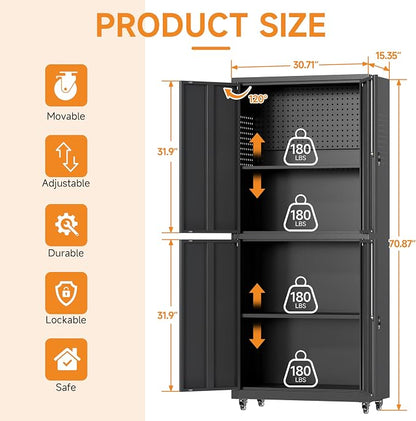 71" H Metal Tool Storage Cabinet - Image 3