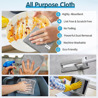 FIXSMITH Grey Microfiber Cleaning Cloth -Pack of 12, Highly Absorbent Cleaning - Image 5
