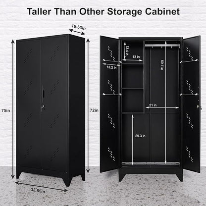 75" Taller Metal Garage Storage Cabinet, Tool Chest, Large Office Storage - Image 3